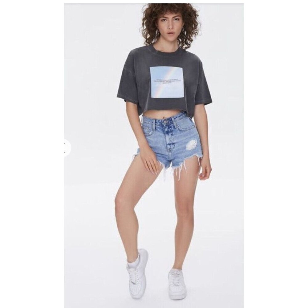 Mark Twain kindness Grey graphic crop top tee shirt short sleeve